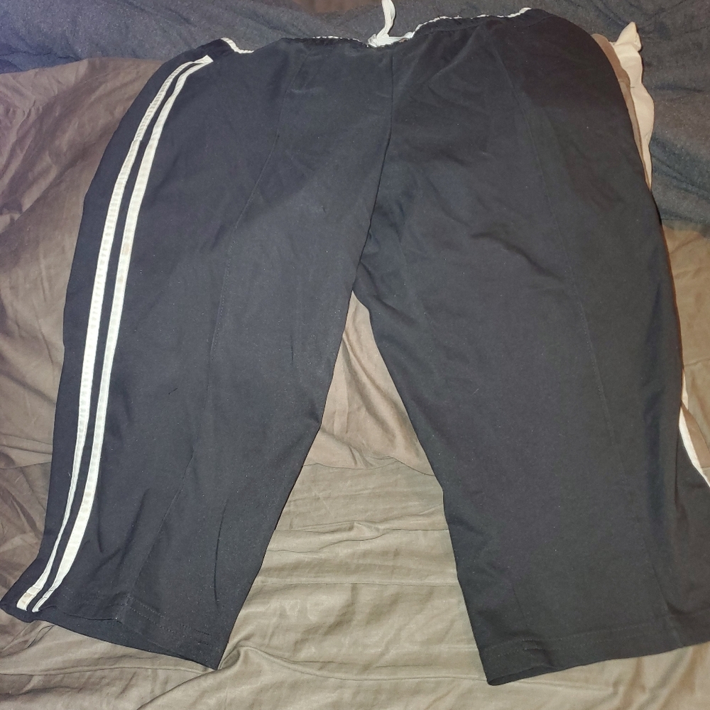 Black Track Pants with White Stripes